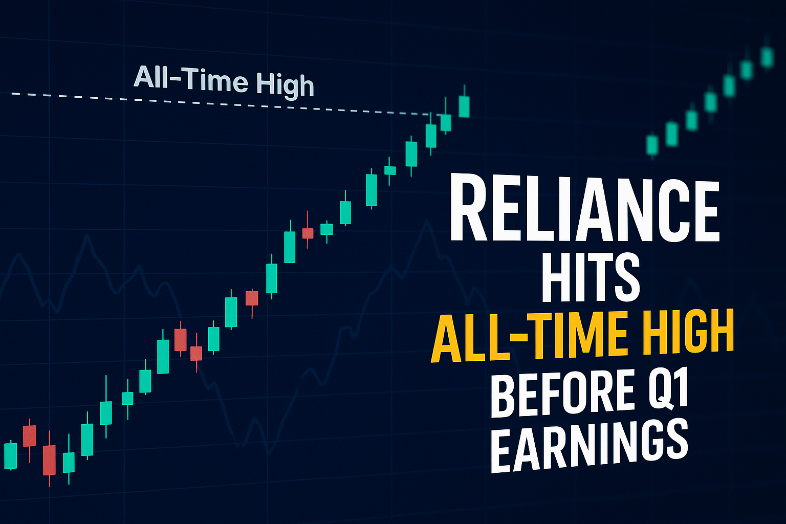Reliance stock chart showing all-time high before Q1 earnings announcement