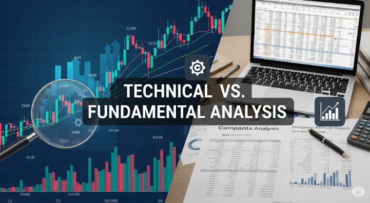 technical vs fundamental analysis difference explained with stock chart