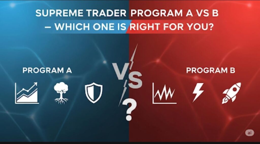 Supreme Trader Program A vs B – comparison of trading capital, fees, internship stipend, profit share at Trading Shastra Academy